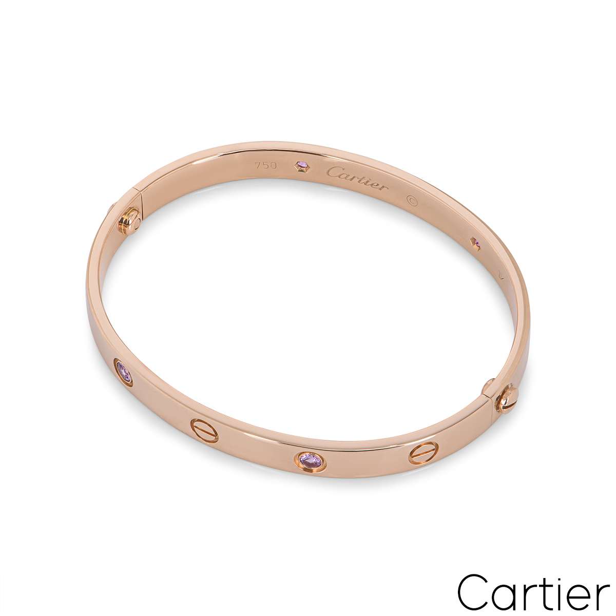 Cartier Rose Gold Pink Sapphire Love Bracelet Size 18 B60311118 | Rich ...